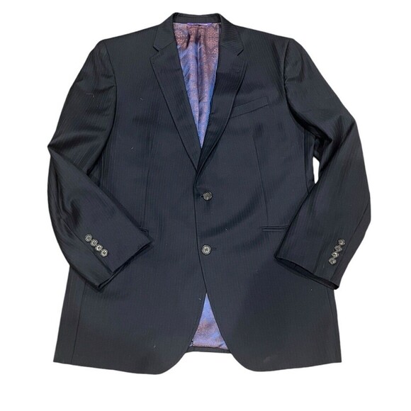 Ted Baker Jarrett Wool single breasted Blazer Two Button Navy Blue Sz 44L - Picture 1 of 9